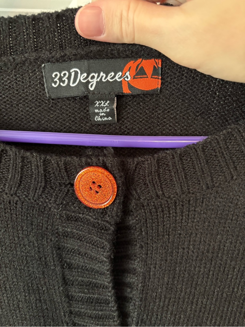Halloween Sweater by 33 Degrees Black Pumpkin Sparkly Knit Cardigan Sweater EUC! - Picture 2 of 7